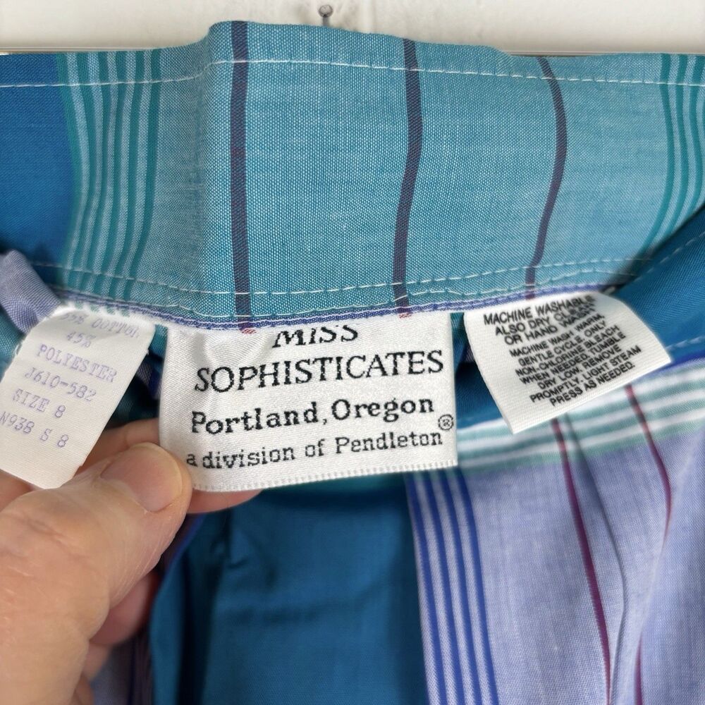VTG Miss Sophisticates by Pendleton Teal Blue Plaid Skirt - Measures Size Small - Picture 4 of 13
